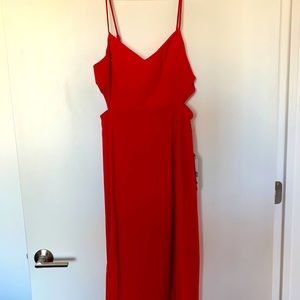ShowMeYourMuMu Red Midi Dress with Cut Outs
